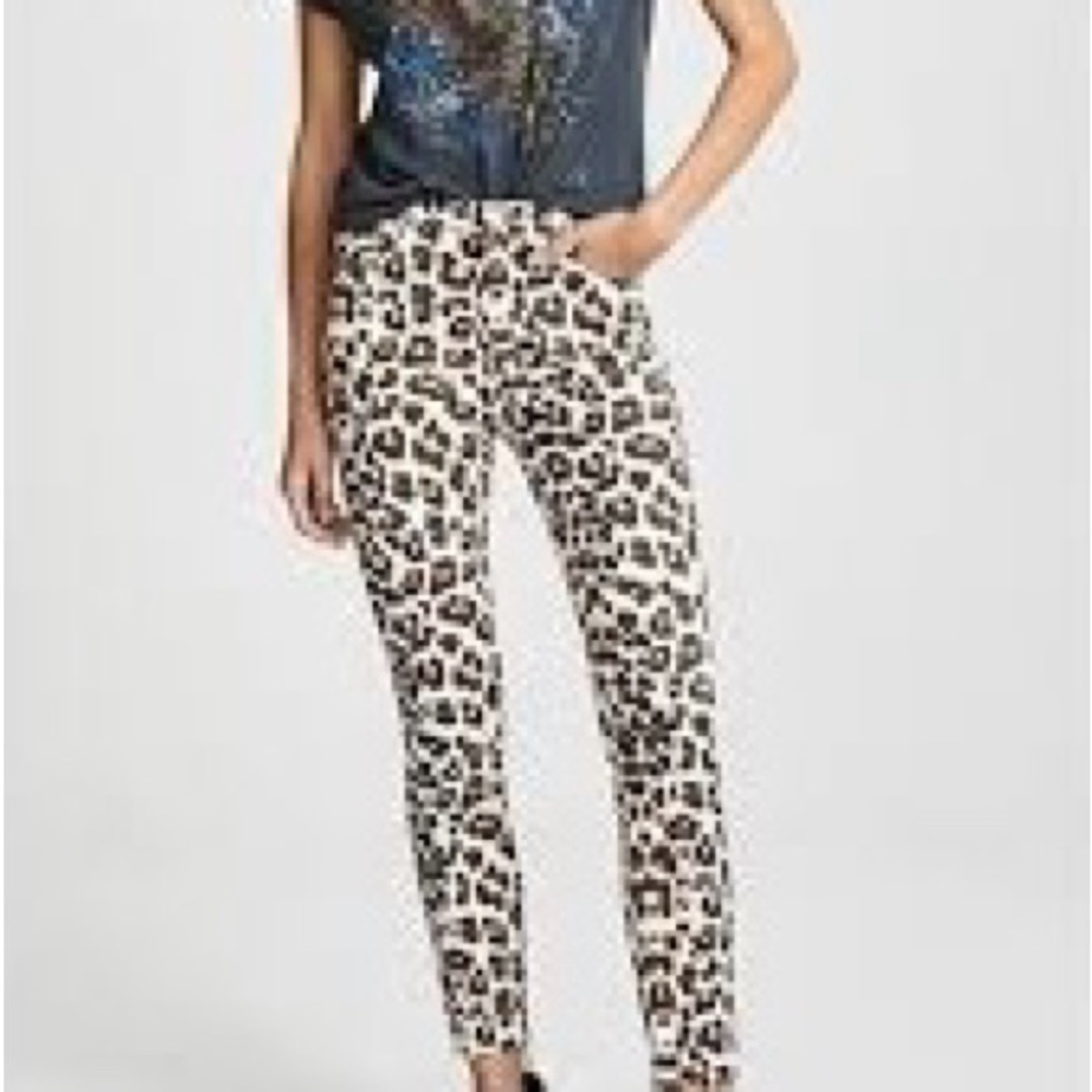 MOTHER High Waisted "The Looker" Ankle Fray Leopard Jeans/"Tiger", Size 24